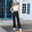 Sghenr Women's Shiny High Waisted Flare Yoga Pants Tummy Control Wide Leg Casual Workout Leggings (Black, XL)