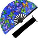 Folding Hand Fans, Popping Fan Rave Fan for Line Dancing, Clacking Fans for Boots On The Ground Dance,Party, EDM, Festival,Club,Decoration, (Butterfly)