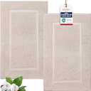 TEXTILOM Luxury 2 Pack Banded Cotton Bath Mats for Bathroom Floor [ Hotel, Spa, Tub, Shower Bath Mat Floor Towel Set ], Machine Washable & Soft & Absorbent & Quick Dry (20''x34'')- Beige