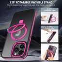 DUEDUE for iPhone 14 Pro Max Case Magnetic with Stand[Compatible with Magsafe], Translucent Matte Back Cover Shockproof Kickstand Phone Case for iPhone 14 Pro Max 6.7", Hot Pink/Black