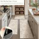 Neutral Kitchen Rug Set of 3 Washable Beige Vintage Kitchen Mats for Floor Non-Slip Kitchen Runner Rug Soft Low Pile for Bathroom Laundry Hallway Sink Entryway, 20"x32"+20"x48"+20"x59"