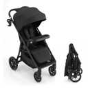 Gromast Baby Stroller with Detachable Snack Tray, Oversized Seat for Newborn to 4 Years, One-Hand Fold Travel Stroller w/Big Wheels, Adjustable Backrest, UPF 50+ Canopy & Cup Holder - Black