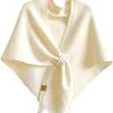 Winter Shawl Wraps Women Knitted Shawls and Wraps Cardigan Cape Wool Pashmina Shoulder Top Sweater Shawl Scarf 2025 (White)