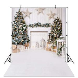 Avezano Christmas Photography Backdrop for Children Kids Portrait Photoshoot Indoor White Fireplace Wood Floor Xmas Background for Photo Studio (5x7ft)