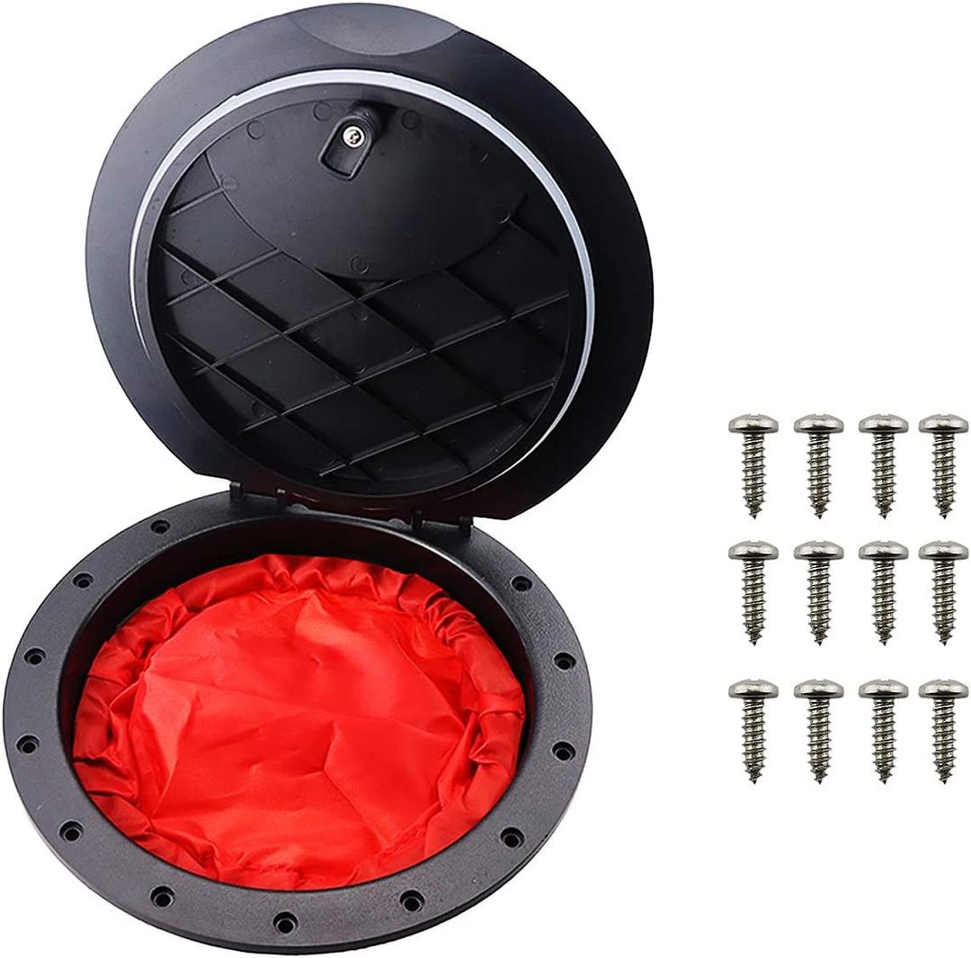 9 Inch Hatch Kit, Deck Hatch with Waterproof Bag and Fasteners for Kayak Boat Fishing Rigging Black