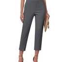 GRAPENT Women's Plus Size Pants Womens Capri Pants Pull On Dress Capris for Women Color Dark Gray Size 20 22 (XXL)