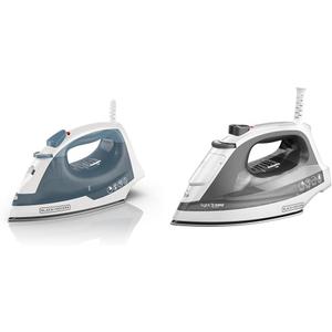 BLACK+DECKER Easy Steam Compact Iron, IR40V, Nonstick Plate, SmartSteam, Anti-Drip, Auto Shutoff & Light N Easy Compact Steam Iron, IR1020S, Stainless Steel Soleplate, Spray Mist
