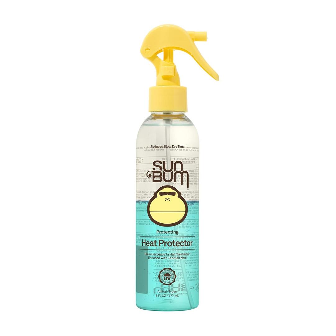 Sun Bum Heat Protector Spray Leave In Hair Treatment Protects from Heat Styling and Frizz Causing Humidity Reduces Blow Dry Time Vegan and Cruelty Free UV Protecting 6 oz