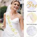 Vlipoeasn 39PCS Bachelorette Party Decorations Kit, Sand White Bride to Be Party Decorations, Bride to Be Sash & Veil, Tattoo Sticker, Foil Curtains, Balloons, Bridal Shower Party Supplies