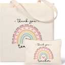 AYGE Canvas Tote Bags & Cosmetic Bag, Christmas Gifts for Women, Travel Beach Bag Reusable Grocery Shopping Bag Makeup Bag