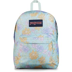 JanSport SuperBreak One Backpack - Durable, Lightweight Bookbag with 1 Main Compartment, Front Utility Pocket with Built-in Organizer - Premium Backpack, Faded Floral Fresh Mint, One Size