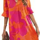 JOCAFIYE Womens Dresses V-Neck Ruffled Short Sleeve Dress Casual Shift Dress Summer Dresses for Women 2026, M