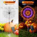 4 Pack Solar Halloween Firework Lights Outdoor Waterproof, 8 Modes Orange & Purple Black Spooky Solar Garden Lights with Timer Remote for Outside Yard Patio Pathway Lawn Halloween Decor