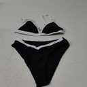 SUUKSESS Women Triangle High Cut Bikini Sets Sexy High Waisted 2 Piece Swimsuit (Medium, 57 Black White)