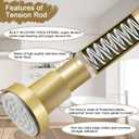 YNL Gold Shower Curtain Rod 32-94 Inch(2.7-7.8ft), Non-Slip, Never Rust, Stainless Steel No Drill Spring Tension Shower Rod, Adjustable Long Curtain Rod for Bathroom Window Patio