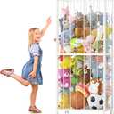 Fixwal Stuffed Animal Storage Zoo Metal Tube Extra Large Plushies Storage Stuffed Animals Holder Kids Toy Organizers and Storage with Elastic Band and Net for Playroom Bedroom White 61 x 23.6 x 16.5