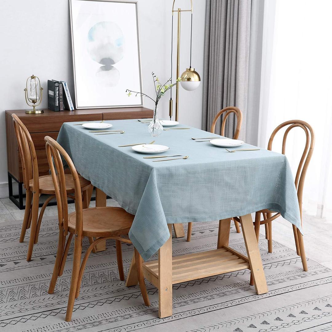 maxmill Lux Faux Linen Table Cloth with Slubby Texture Wrinkle Resistant Anti-Shrink Soft Tablecloth for Kitchen Dining Tabletop for Banquet Parties Event Dinner Rectangle 52 x 70 Inch Slate Blue (70" x 52" (Rectangular), Lux Slate Blue)