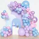 Amandir 153pcs Pink Purple Blue Balloons Arch Garland Kit, Different Sizes 18 12 10 5 inch Metallic Pastel Iridescent Balloon for Girl Mermaid Snowflake Princess Birthday Party Baby Shower Decorations