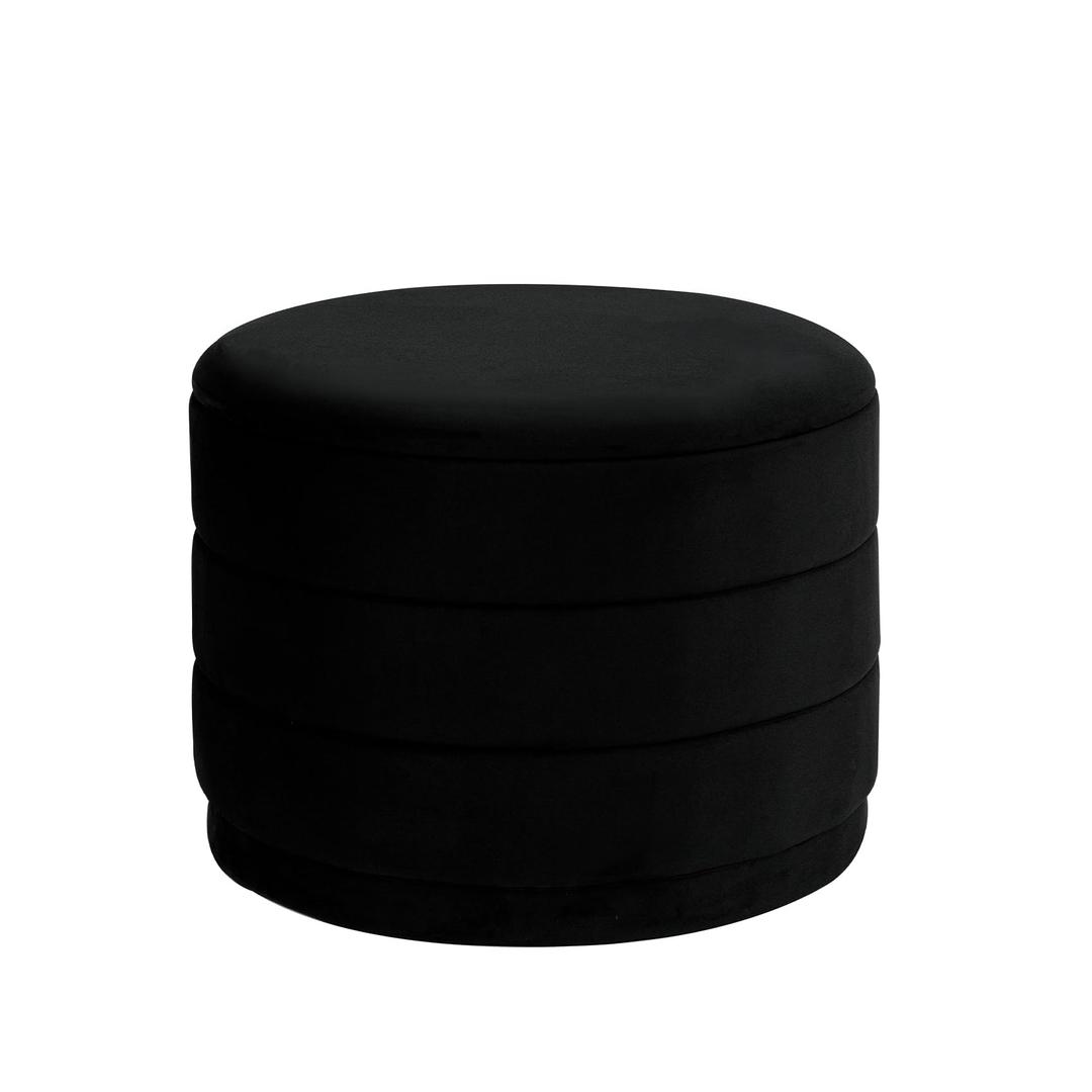 CAIPINFUL 23" Round Velvet Storage Ottoman with Tray