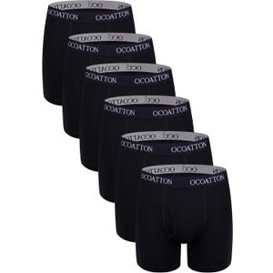 Men's Boxer Briefs Cotton Underwear With Fly 6-Pack (4X-Large Big Tall)
