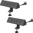 Jgstkcity Desk Clamp Power Strip,20W Fast Charging Station,Surge Protector Nightstand Edge Mount,1875W Extension Cord with Multiple Outlets,2 USB-C,2 USB-A,for Home Office (Black, 2PCS-6 FT)