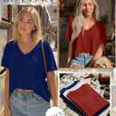 Huukeay 3 Pack Oversized T Shirts for Women Short Sleeve Crop Tops V Neck Irregular Hem Baggy Cropped Tees (S)