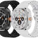 2 Pack Ocean Bands Compatible with Samsung Galaxy Watch Ultra 47mm (2025/2024) Women Men, Adjustable Breathable Silicone Strap for Galaxy Watch Ultra Bands