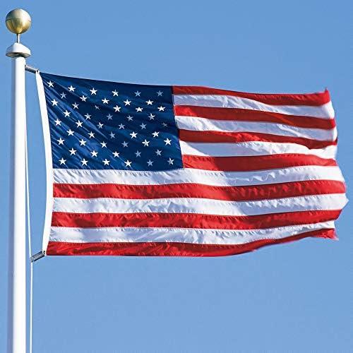 American Flag 10x15 FT Embroidered Stars, Sewn Stripes, Brass Grommets Polyester USA US Flag Long Lasting for Outdoor Use
