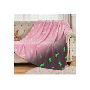 SOCHOW Glow in The Dark Blanket Unicorn Presents for Daughters, Toys for 3-10 Year Old Birthday Presents, Soft Cozy Flannel Throw Blanket for Preteens Teens, Pink 60 x 80 Inches, New