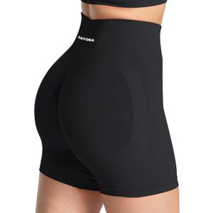 TAYOEA Workout Shorts Women Scrunch Butt Booty Lifting Seamless Biker Shorts for Gym Athletic Yoga (Black, XS)