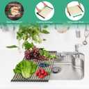 Large Telescopic Draining Rack, Gold Roll Up Heat-Resistant Dish Drainer for Stainless Steel Sinks, Non-Slip Silicone Rolling Dish Drainer Roll Rack 18 tube12.59-21.25x12.79''
