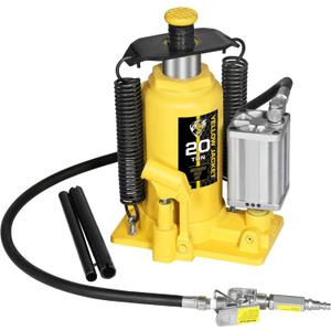 YELLOW JACKET Pneumatic Air Bottle Jack 20 Ton with Manual Hand Pump and Air Pump for Heavy Duty Auto Trucks