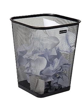 Mind Reader Mesh Trash Can, Waste Paper Basket, Square, Office, Metal Mesh, 9.75" L x 9.75" W x 12.25" H, Black