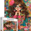 Tucocoo 1000 Piece Jigsaw Puzzles for Adults Beautiful Girl Jigsaw Puzzle Cute Dog Abstract Floral 1000 Pieces Puzzles for Challenging Family Activity Game Colorful DIY Puzzle Wall Decor Gifts (Artwork-18)