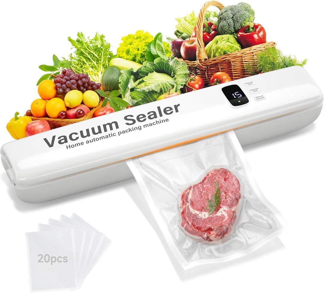 Vacuum Sealer, 3 Modes Food Storage Vacuum Sealer Machine, Multi-Functional Automatic Food Sealer, with 20 Vacuum Bags, Fast-Compact Design, LED Display Vacuum Sealer, 3 Modes Food Storage Vacuum Sealer Machine, Multi-Functional Automatic Food Sealer, with 20 Vacuum Bags, Fast-Compact Design, LED Display