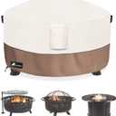 Fire Pit Cover Round 50 Inch Waterproof,Outdoor Heavy Duty Durable 600D Tear-Resistant Fire Pit Table Cover,Patio Round Firepit Cover 50" D x 24" H, Beige