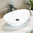 NUESTRA VIDA 23x15.2x7.7 inch Bathroom Vessel Sink, Modern Egg Shape Vanity Sink Above Counter Art Basin with Overflow, Oval Vessel Sink Bowl for Vanity Surface Mounted, Glossy White