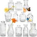 Der Rose Glass Bud Vases Set of 12, Small Bud Vases for Flowers, Rustic Wedding Centerpieces and Home Decor (Clear)
