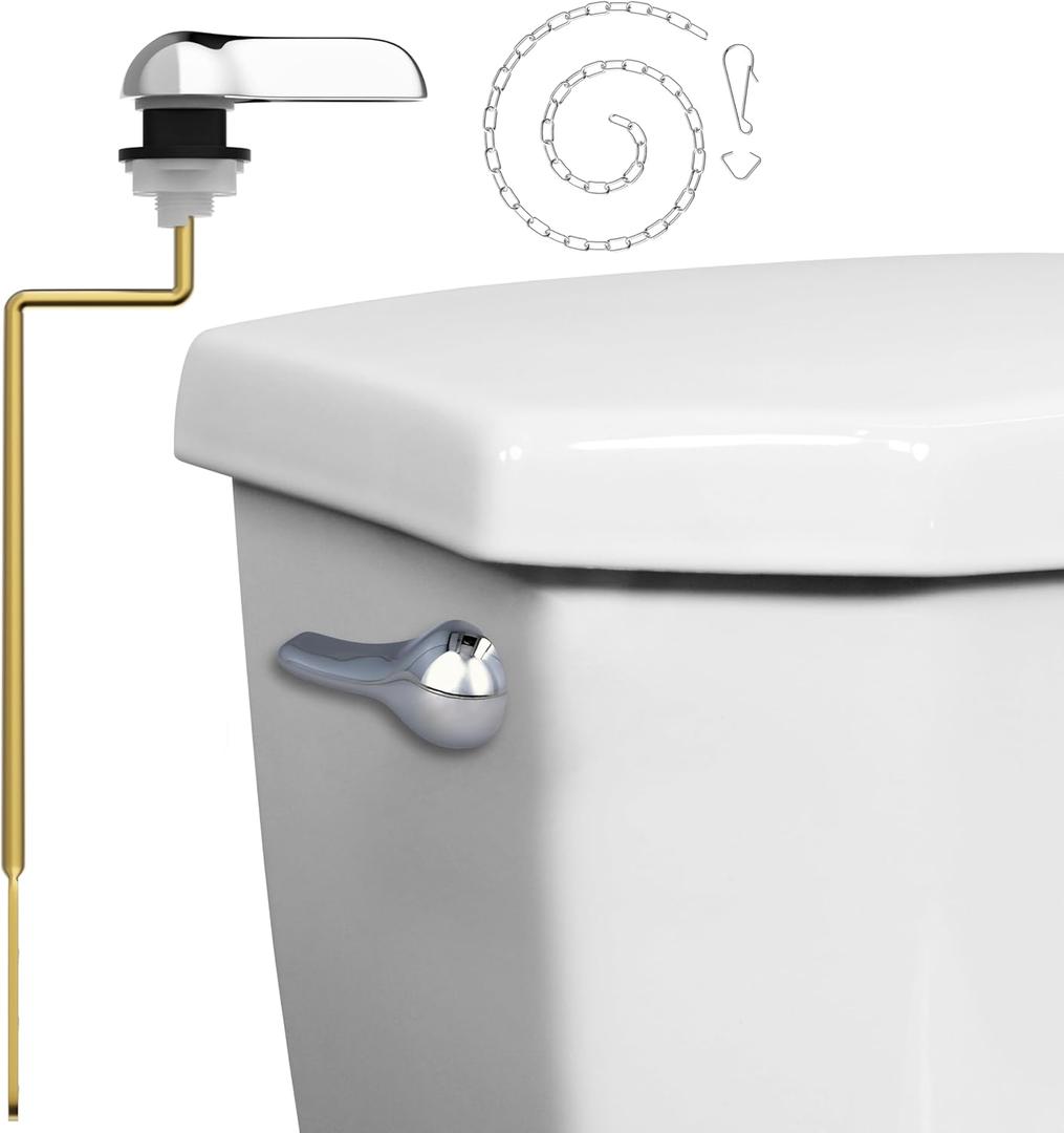Mesora Universal Toilet Handle Replacement Kit Side Mount - Aluminum Alloy Toilet Flush Handle, Pure Brass Toilet Lever, and Toilet Chain for Toilet Repair - Universally Compatible, Chrome
