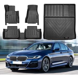 Custom for 2017-2023 BMW 5 Series G30 Floor Mats Cargo Liner Set Accessories TPE All Weather 530i,540i,530e,M550i,xDrive,M5 Accessories (for BMW 5 Series)