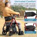 Walkers for Seniors, 2 in 1 Rollator Wheelchairs Combo 10" Big Wheels Walker with Seat, Rollator Transport Chair with Brakes Folding Rolling Walker for Adults, Red