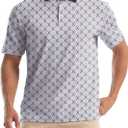 Mens Golf Shirt Short Sleeve Dry Fit Moisture Wicking Performance Collared Funny Print Golf Polo Shirts for Men (Blue, M)