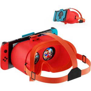 VR Headset for Nintendo Switch & Switch OLED, Upgraded Switch Virtual Reality Glasses with Adjustable HD Lenses and Comfortable Head Strap, Labo VR Kit 3D Goggles for Switch Accessories (Orange)