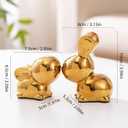 SURE YUESI for Mom from Daughter Son Kids- Ceramic Bunny Spring Decor Figurines, Rabbit Statue Set of 2 for Tabletop Decor, Vintage Farmhouse Indoor Decor Gift- Golden