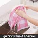 Homaxy Kitchen Towels and Dishcloths Set, 12 x 12 and 13 x 28 Inches, Set of 12 100% Cotton Waffle Weave Check Plaid Kitchen Dish Towels, Super Soft and Absorbent Dish Cloths, White & Pink