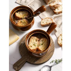 LE TAUCI French Onion Soup Bowls, 22 Ounces Ceramic Soup Bowls with Handles for Soup, Cereal, Chilli, Beef Stew, Soup Crocks Oven Safe and Stackable, Set of 2