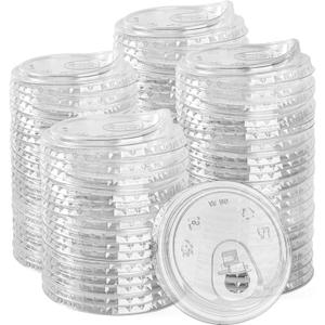 200 Count Sip Lids for Plastic Cups 90mm Strawless Clear Lids for Iced Coffee Beer Beverage Sipper Cups(White)