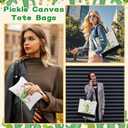 Kacctyen Pickle Gifts for Women Pickle Canvas Tote Bags Portable Cosmetic Bags Makeup Zipper Pouch and Canvas for Woman Daughter Sister Teenagers Friend Shopping Gym