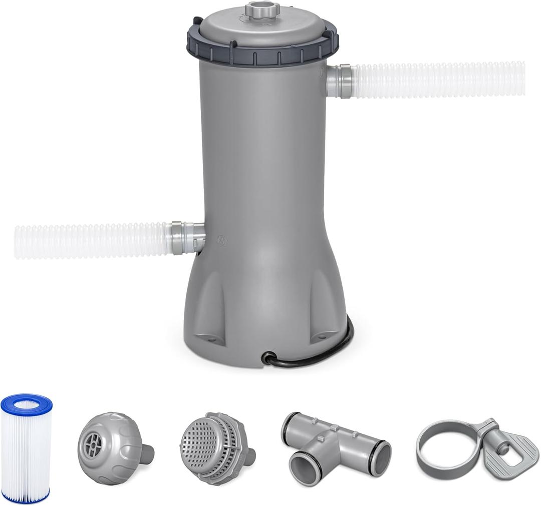 Bestway Flowclear 1,000 Gallons Per Hour 120 Volt Above Ground Swimming Pool Water Filter Pump Cartridge with Automatic Shut Off Timer (Gray)
