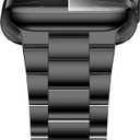 iiteeology Lightweight Stainless Steel Band Designed for Apple Watch Ultra 3 & Ultra 2, Series 1-11, 46mm, 45mm, 44mm, 42mm, Replacement iWatch Bands for Men & Women, Black